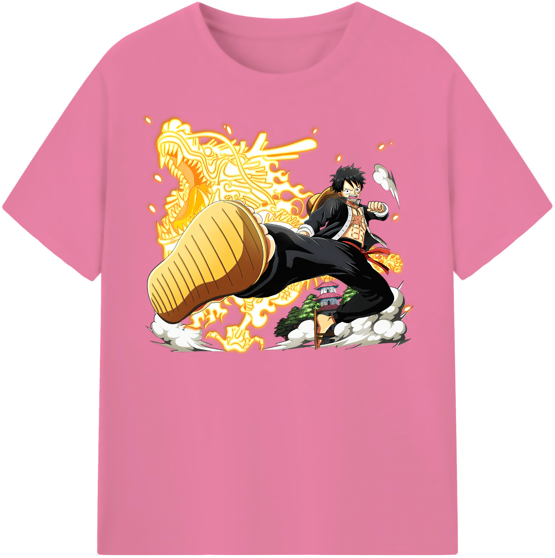 ワンピース モンキー・D・ルフィ ONE PIECE Monkey D. Luffy 綿100％半袖Tシャツ（フロントプリント）